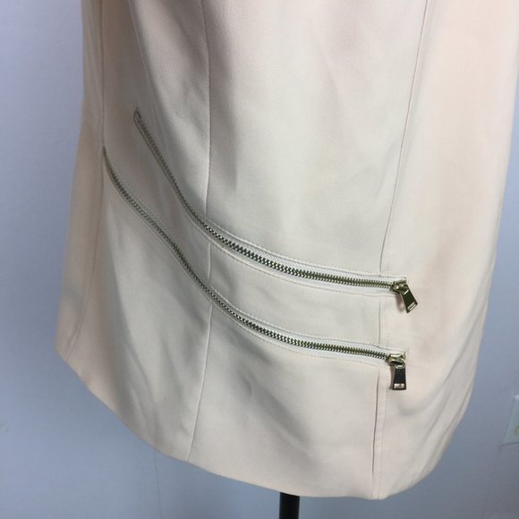 Cache Open Front Draped Blazer Jacket Size 12 Womans Beige Pink Long Sleeve Zip - Picture 8 of 14